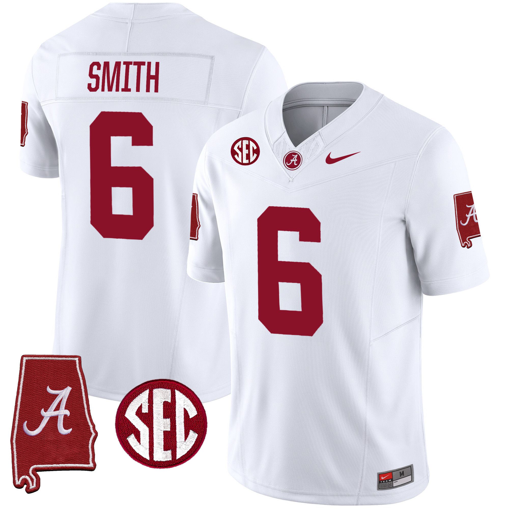 Men Alabama Crimson Tide #6 Smith White 2024 Nike Vapor Limited NCAA Jersey->customized nfl jersey->Custom Jersey